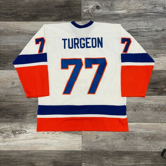 Vintage‎ 90s NHL New York Islanders Pierre Turgeon #77 Mens L Hockey Jersey USA - Picture 2 of 8
